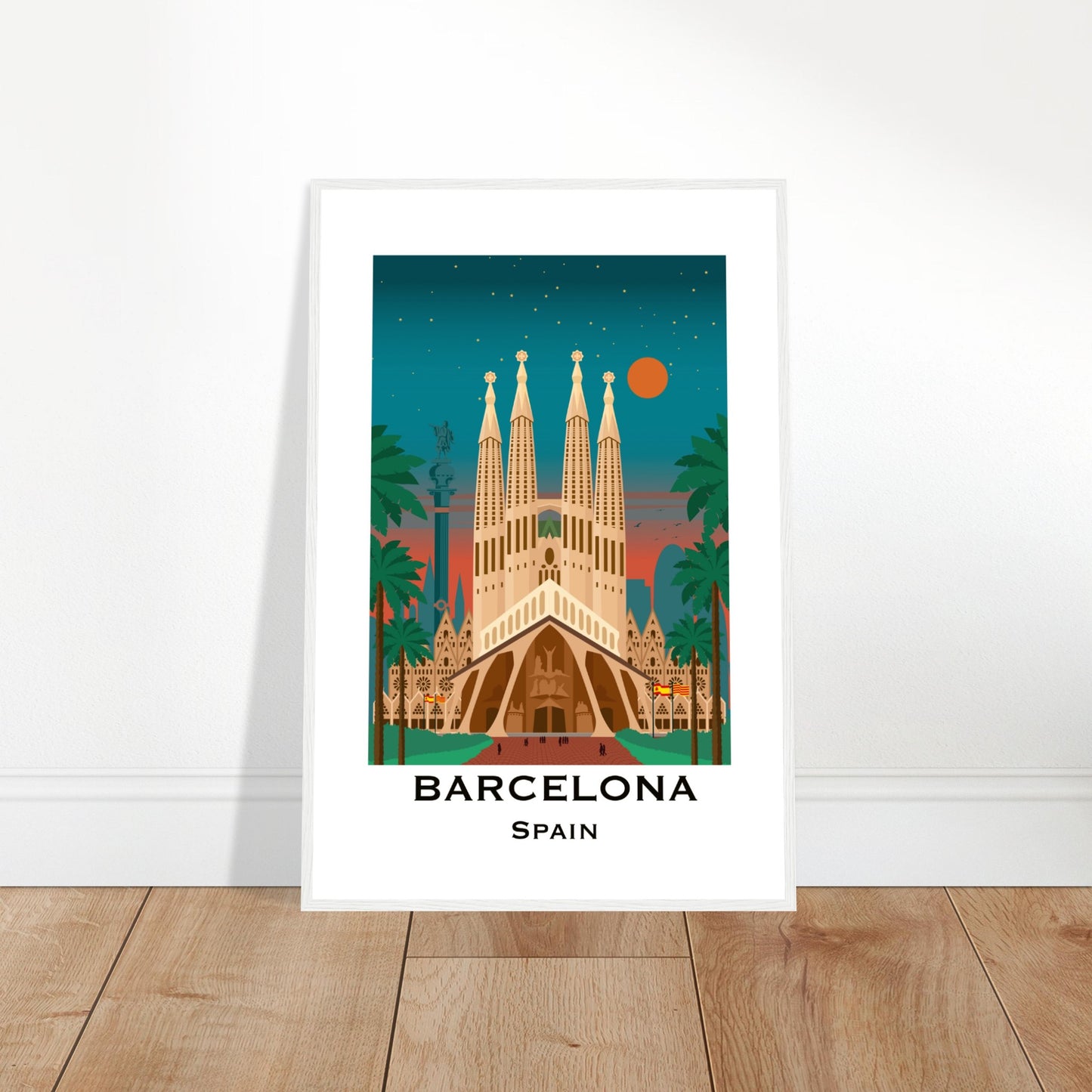 Barcelona, Spain- Sagrada Familia at Night City Poster