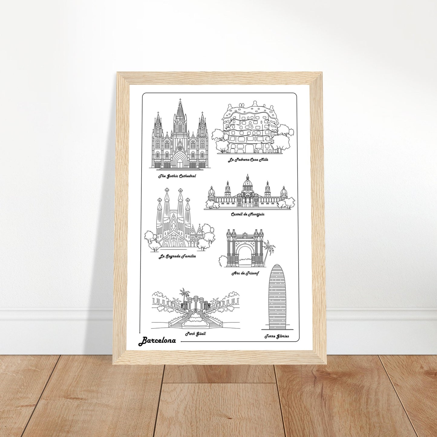 Barcelona, Spain - Iconic Buildings Poster