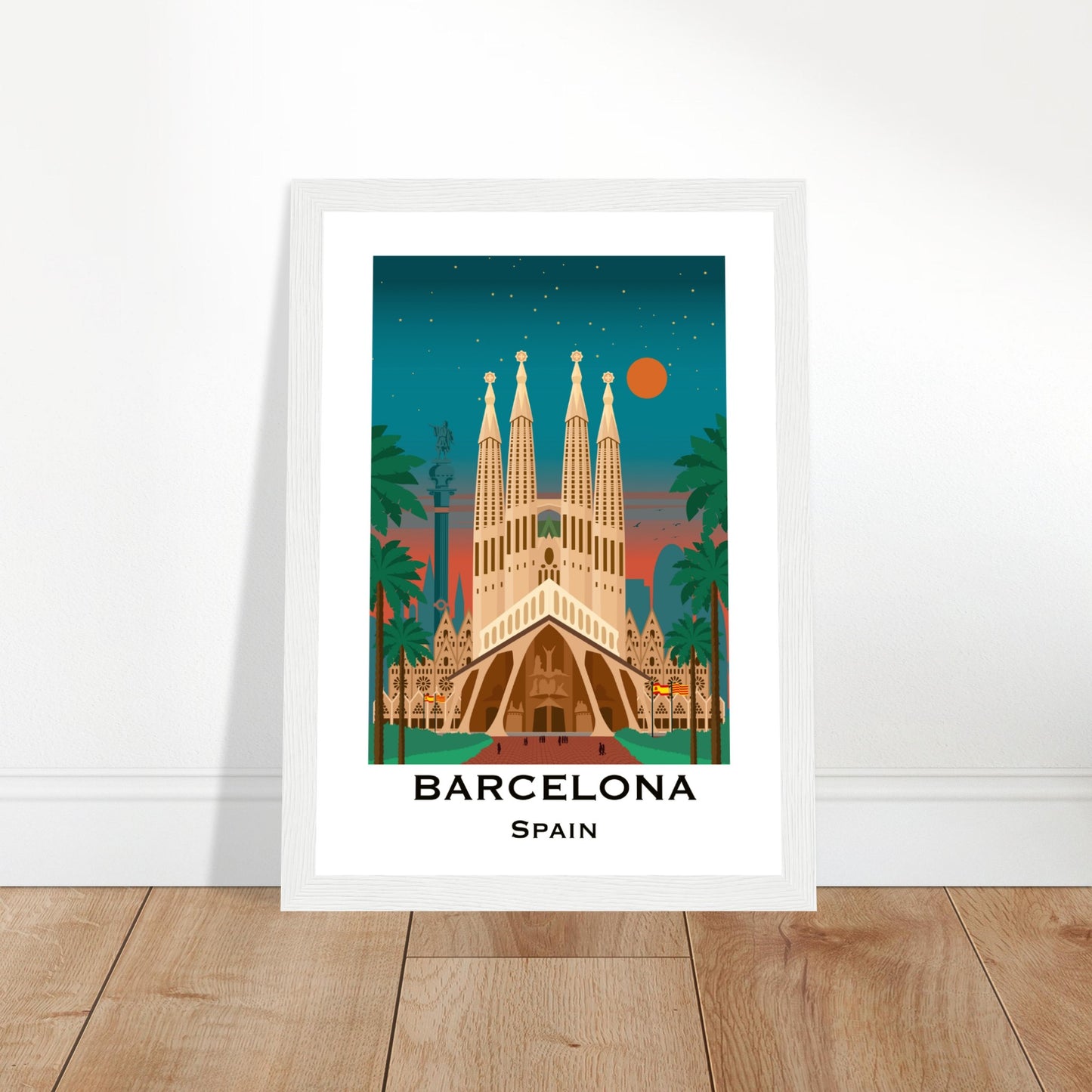 Barcelona, Spain- Sagrada Familia at Night City Poster