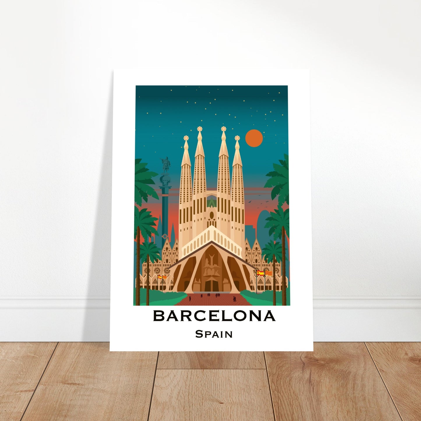 Barcelona, Spain- Sagrada Familia at Night City Poster