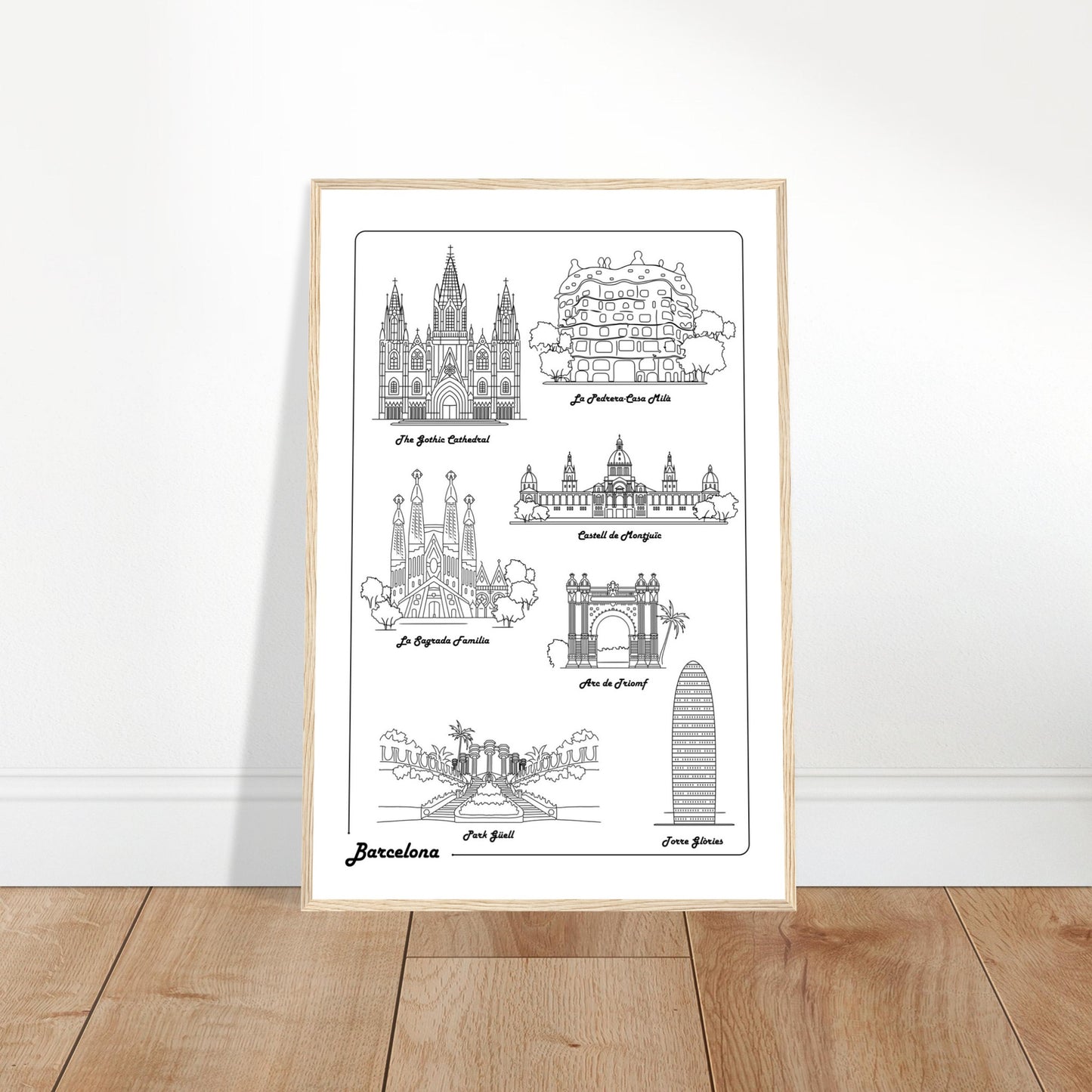 Barcelona, Spain - Iconic Buildings Poster