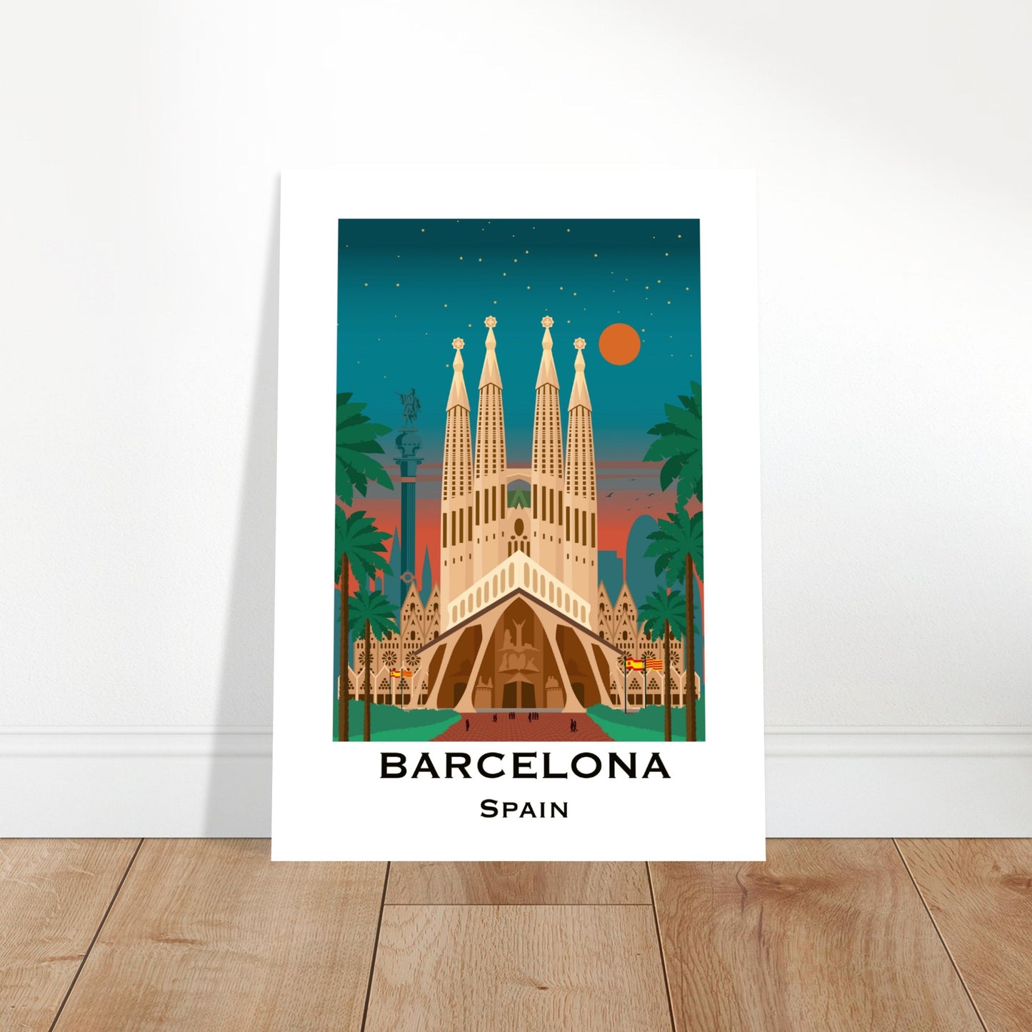 Barcelona, Spain- Sagrada Familia at Night City Poster