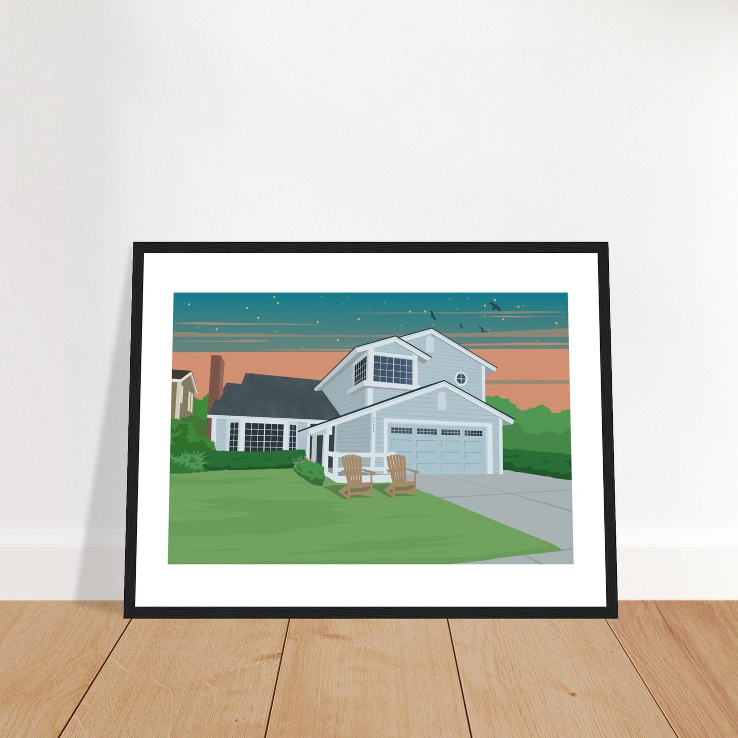 Ann Parent's house Dusk -  Customized  Poster (Framed)