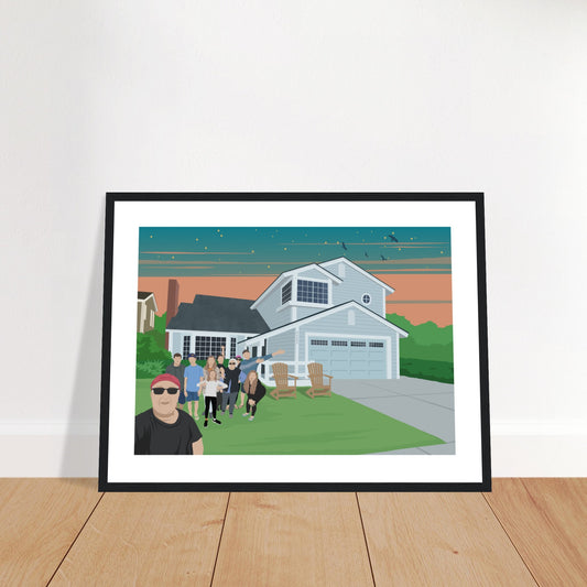 Ann Parent's house Dusk & Family -  Customized  Poster (Framed)