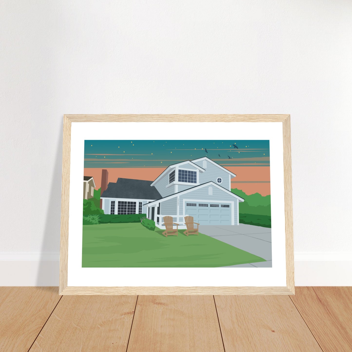 Ann Parent's house Dusk -  Customized  Poster (Framed)