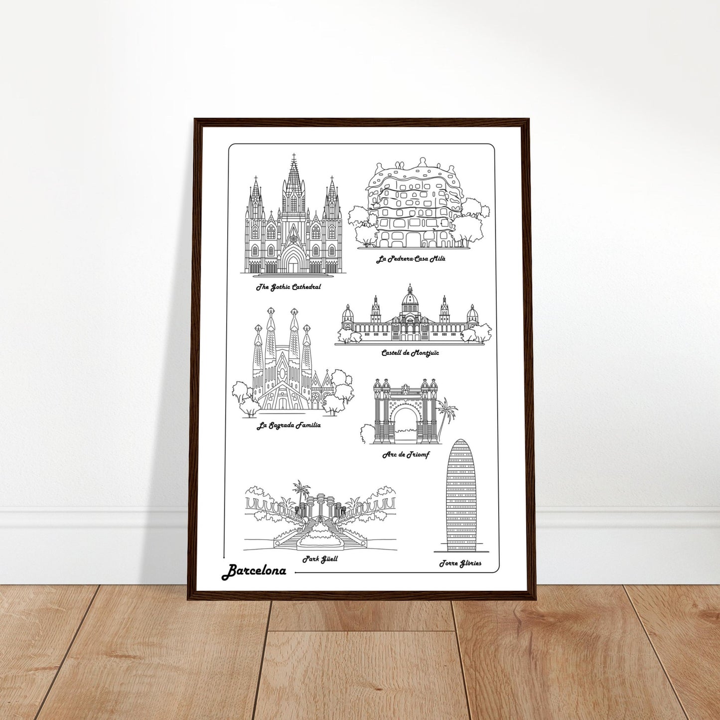 Barcelona, Spain - Iconic Buildings Poster