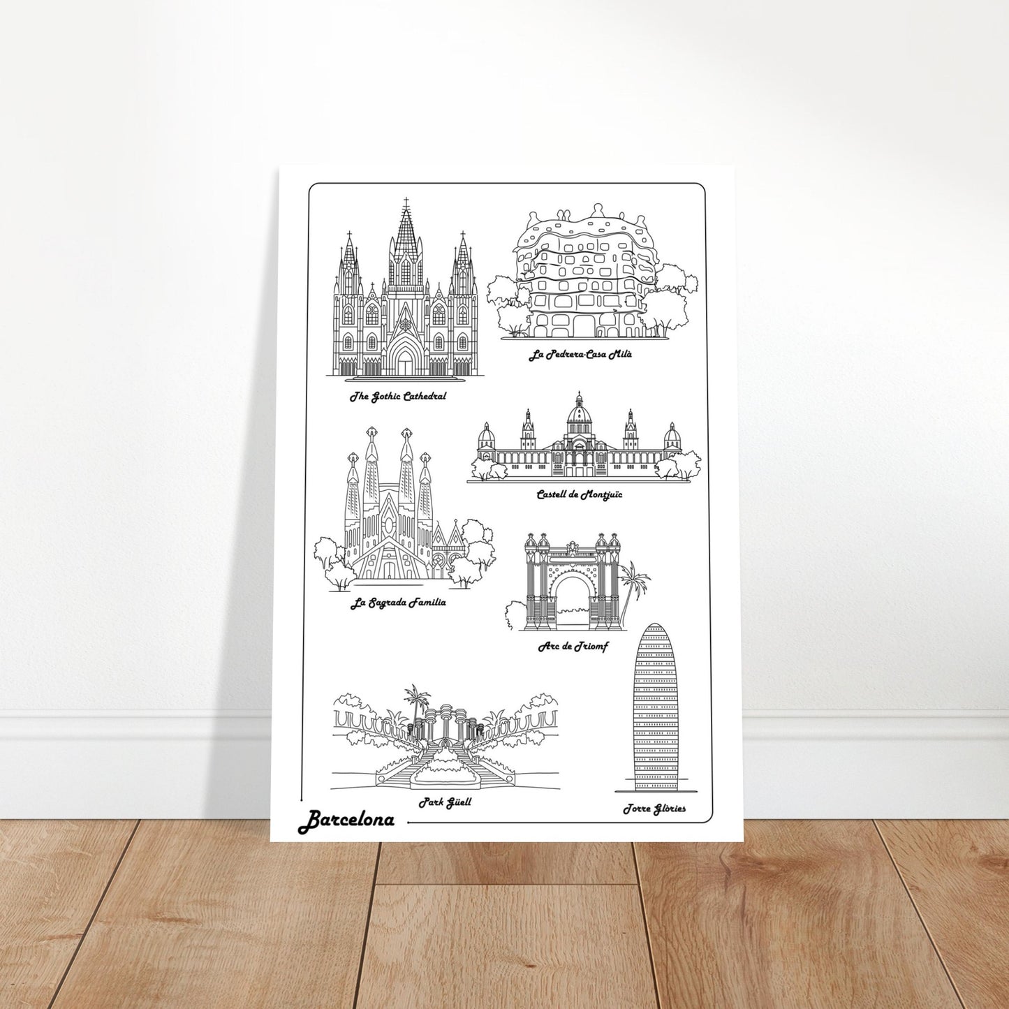 Barcelona, Spain - Iconic Buildings Poster