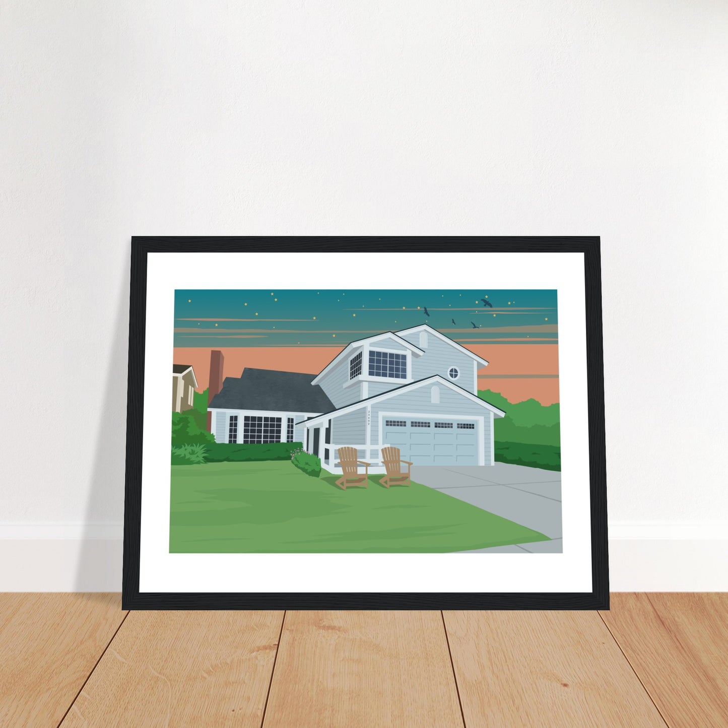 Ann Parent's house Dusk -  Customized  Poster (Framed)