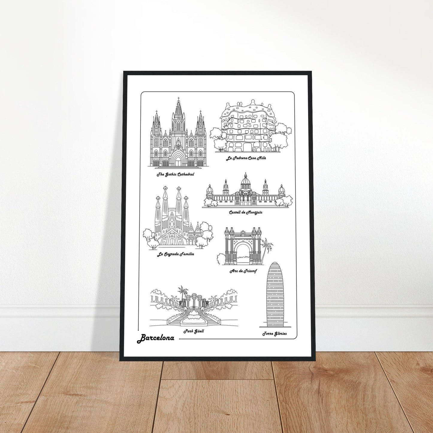 Barcelona, Spain - Iconic Buildings Poster