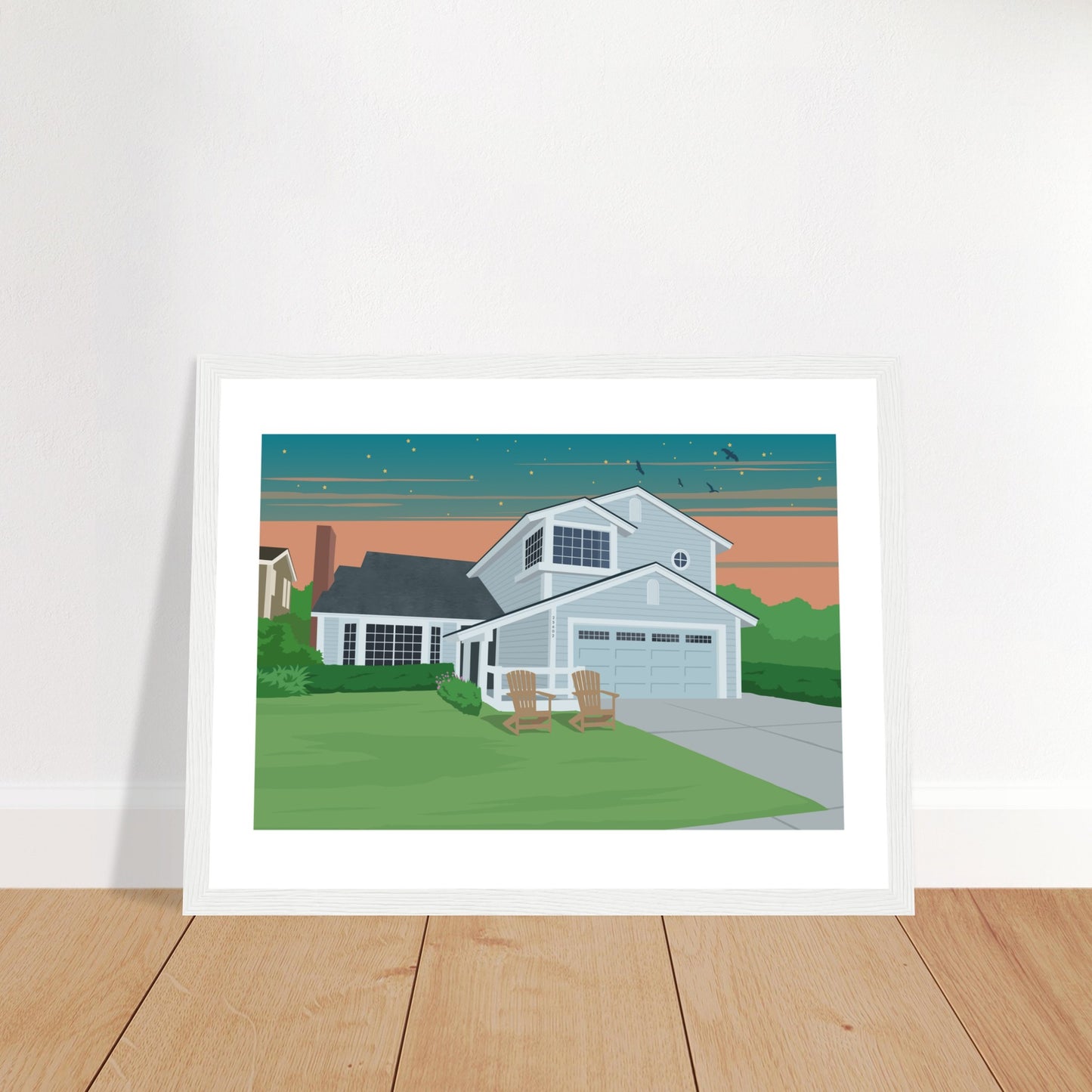 Ann Parent's house Dusk -  Customized  Poster (Framed)