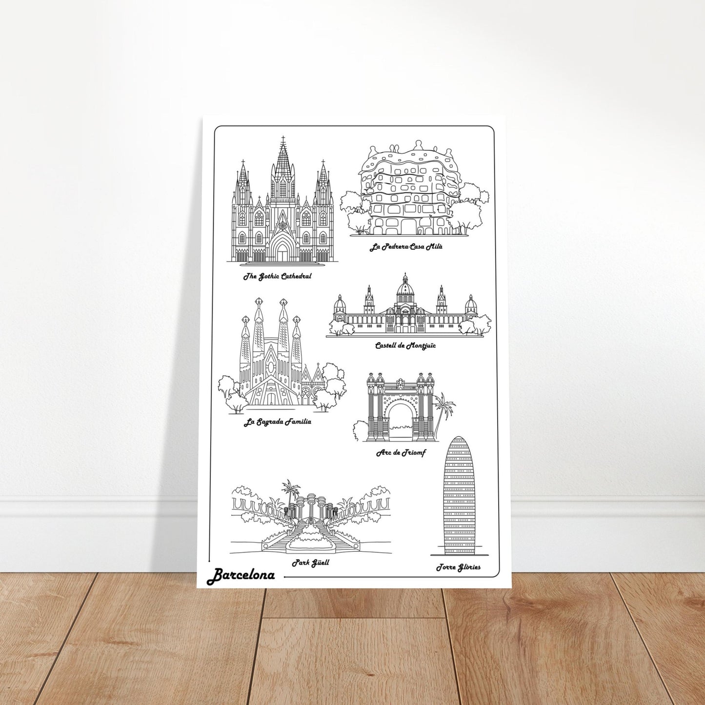 Barcelona, Spain - Iconic Buildings Poster