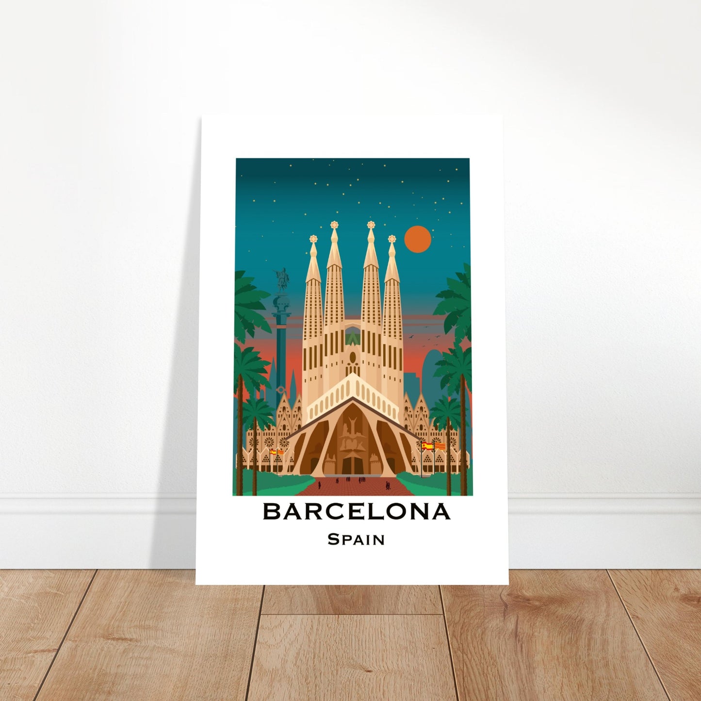 Barcelona, Spain- Sagrada Familia at Night City Poster