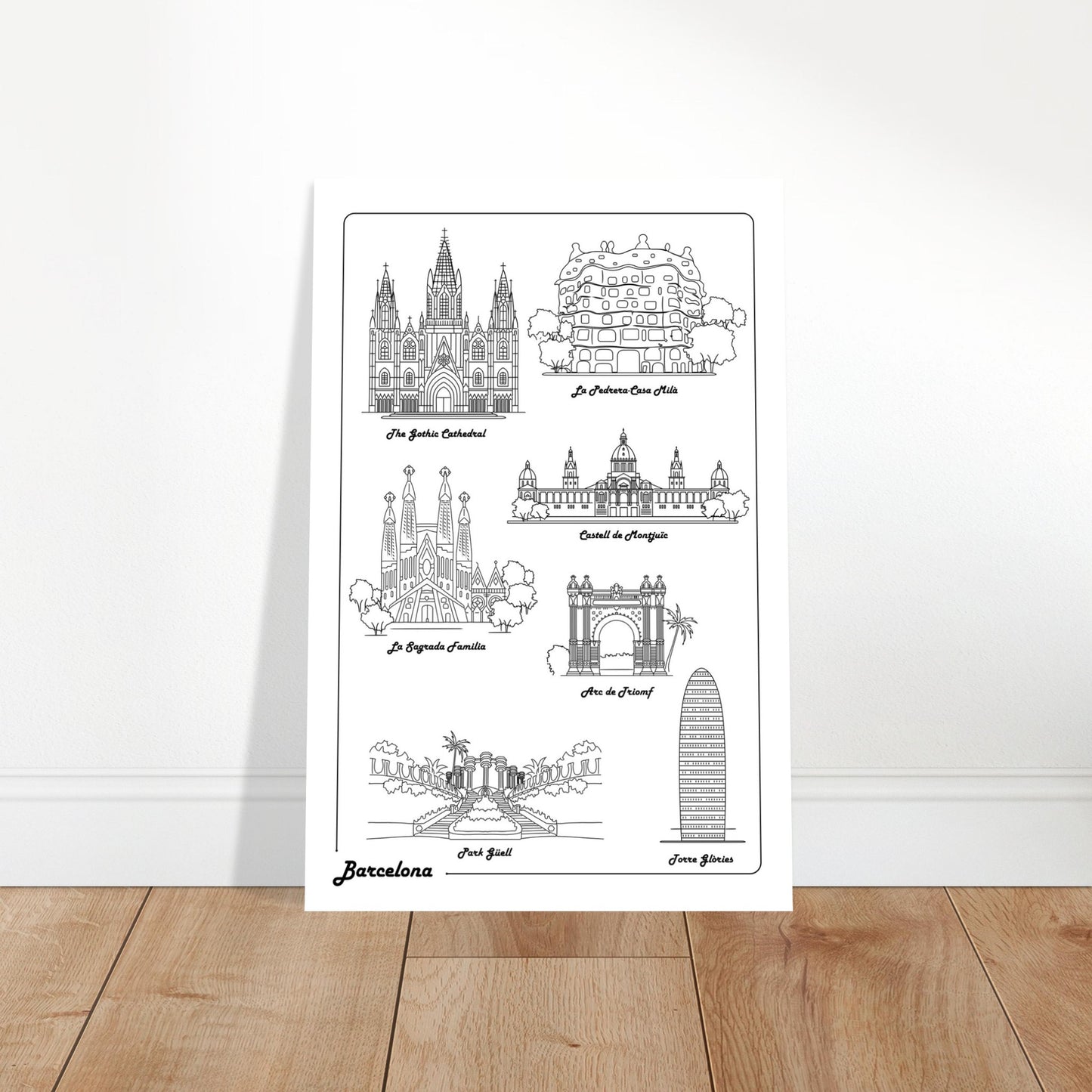 Barcelona, Spain - Iconic Buildings Poster