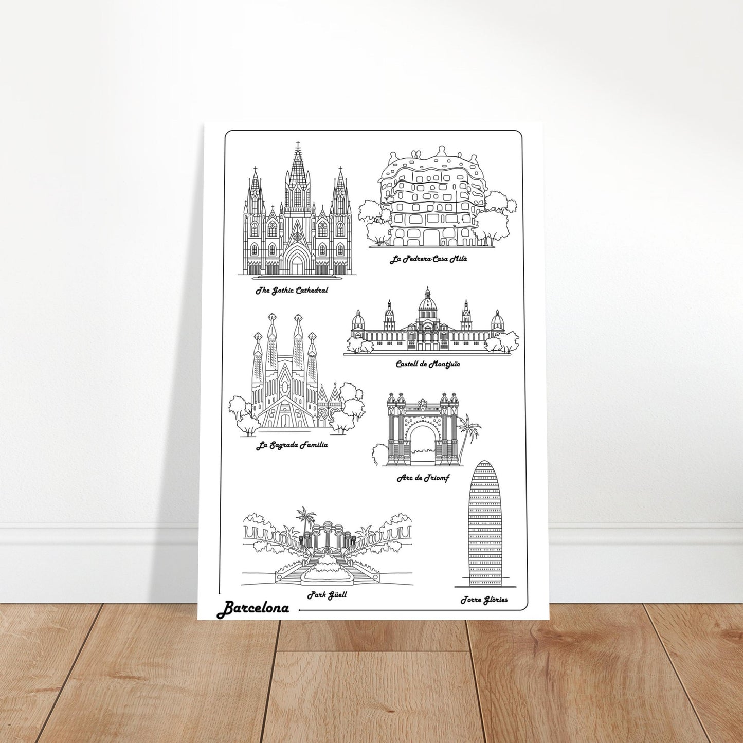 Barcelona, Spain - Iconic Buildings Poster