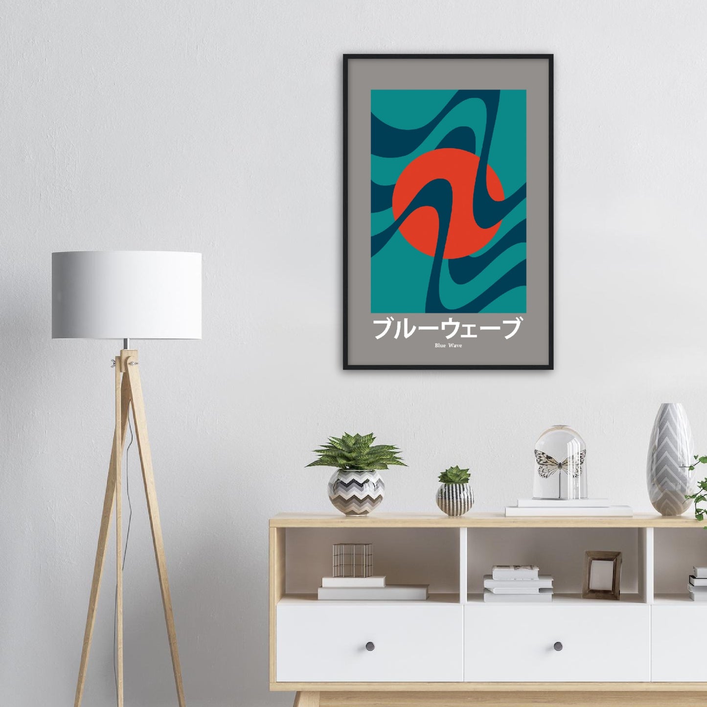 Blue Wave - Framed Abstract Japan Poster