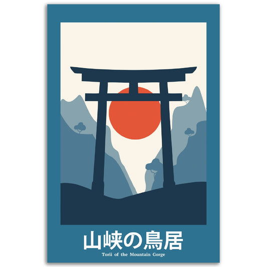 Torii of the Mountain Gorge - Abstract Japan Poster