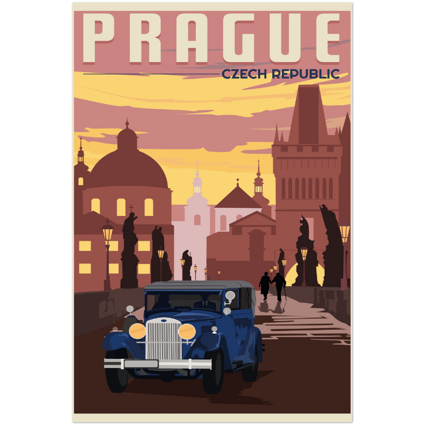 Prague - Charles Bridge by Night Poster