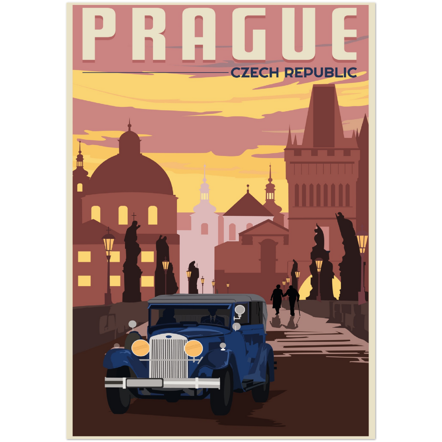 Prague - Charles Bridge by Night Poster