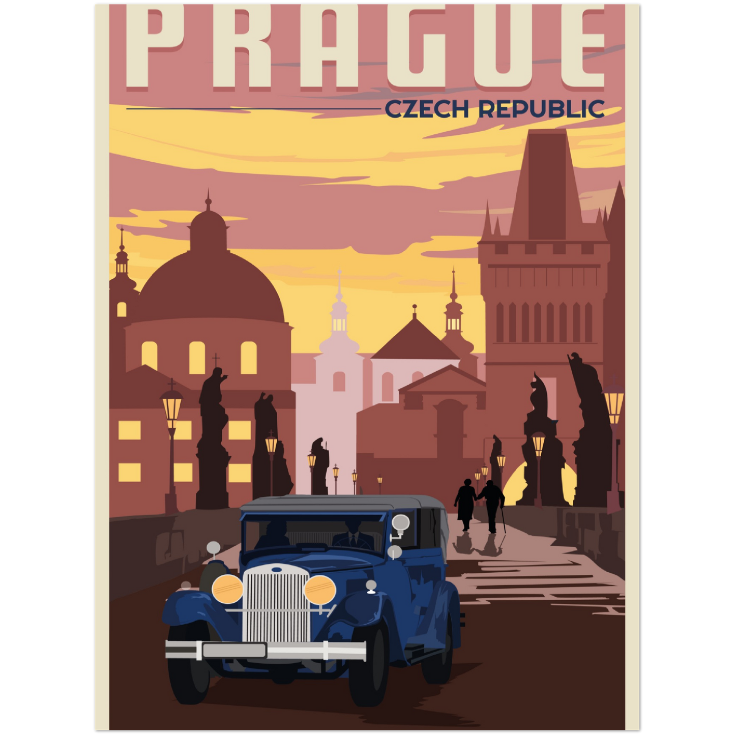 Prague - Charles Bridge by Night Poster